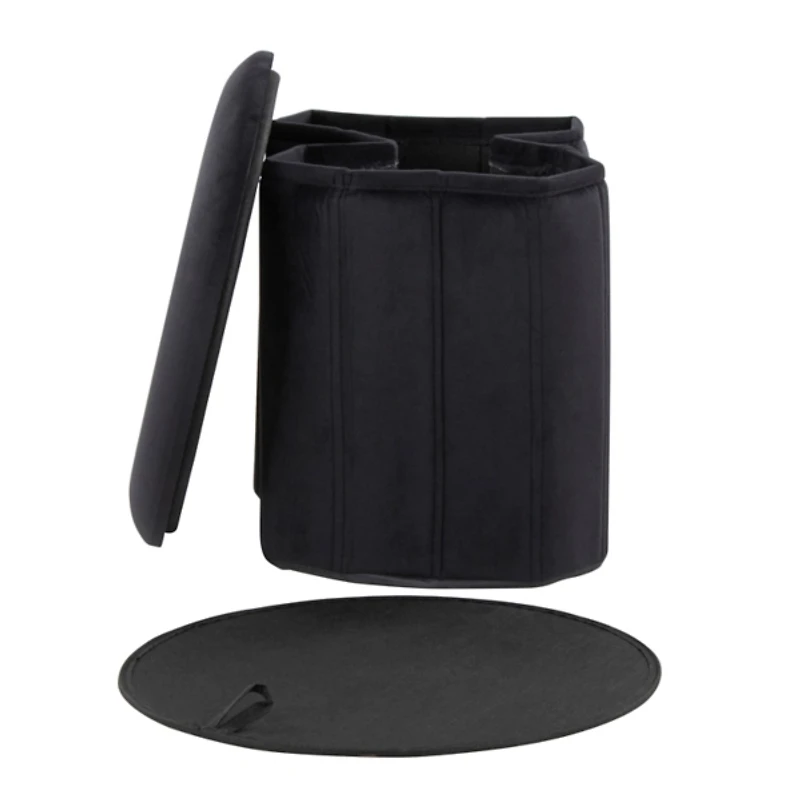 Black Collapsible Storage Ottoman