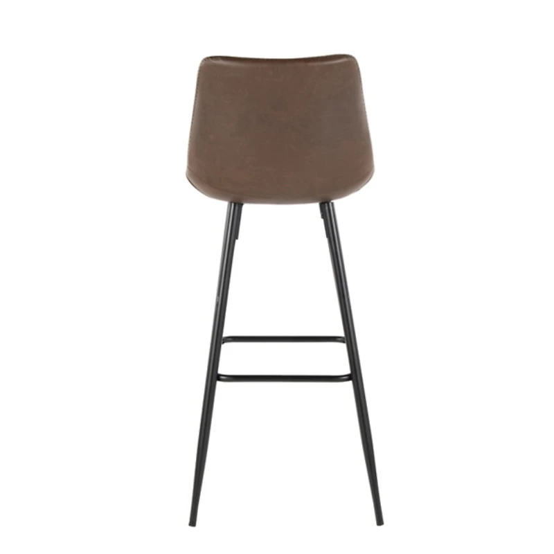 Espresso Faux Leather Metal Bar Stools, Set of 2