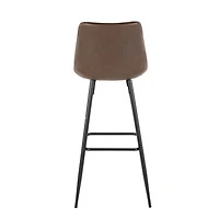 Espresso Faux Leather Metal Bar Stools, Set of 2