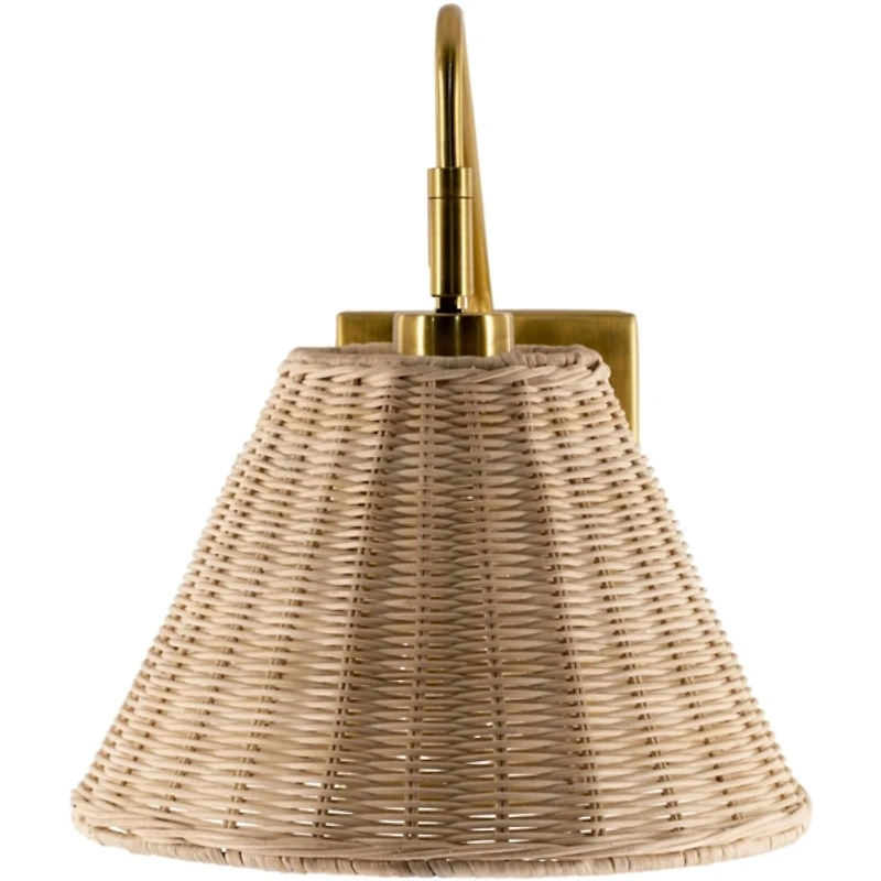 Gold and Rattan Wall Sconce