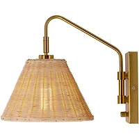 Gold and Rattan Wall Sconce
