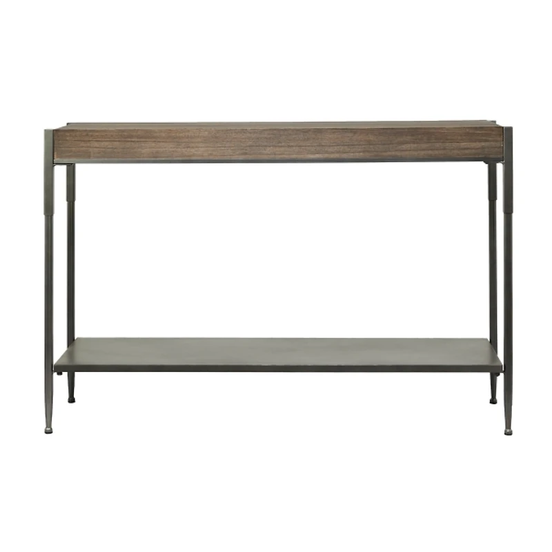 Gray Metal and Wood Console Table