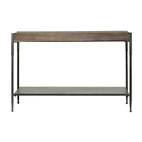 Gray Metal and Wood Console Table