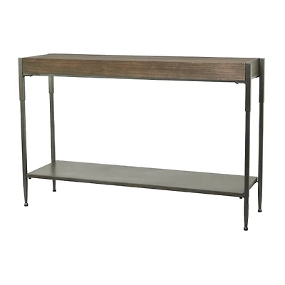 Gray Metal and Wood Console Table