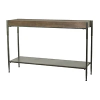 Gray Metal and Wood Console Table