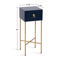 Navy Blue and Gold Glam Accent Table