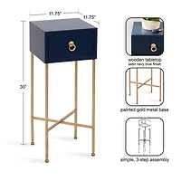 Navy Blue and Gold Glam Accent Table