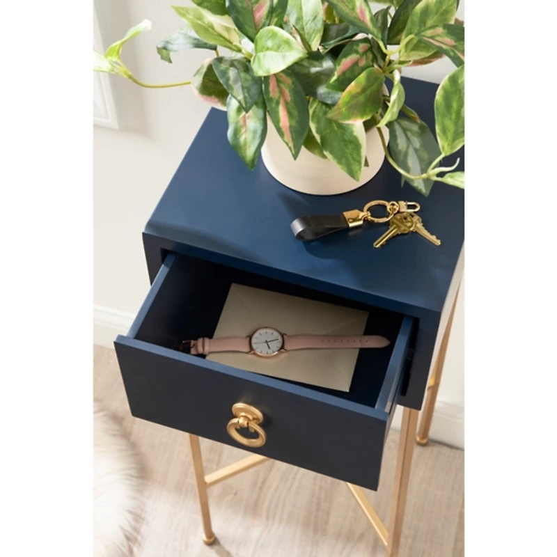 Navy Blue and Gold Glam Accent Table