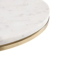 White Marble and Gold Oval C-Shape Accent Table