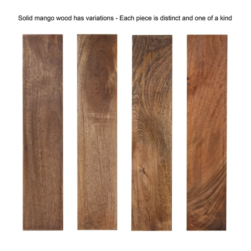 Natural Wood Black Metal Accent Table