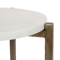 White Marble Walnut Accent Table