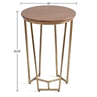 Geometric Brass Walnut Accent Table