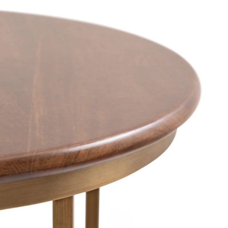 Geometric Brass Walnut Accent Table