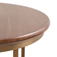 Geometric Brass Walnut Accent Table