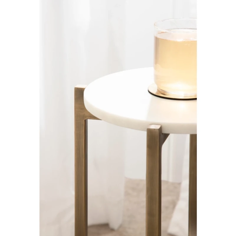 White Marble Gold Accent Table