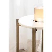 White Marble Gold Accent Table
