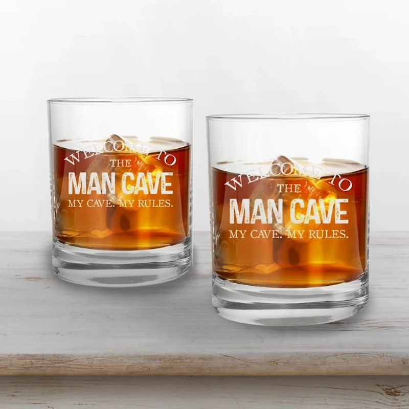 Welcome to the Man Cave Whiskey Glasses, Set of 2