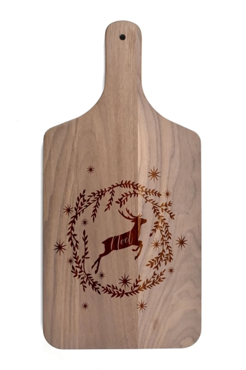 Noel Reindeer Wreath Cutting Board
