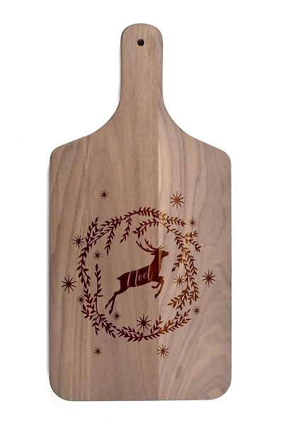 Noel Reindeer Wreath Cutting Board
