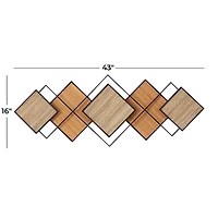 Black Metal and Bamboo Diamond Wall Plaque