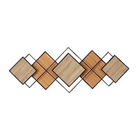 Black Metal and Bamboo Diamond Wall Plaque