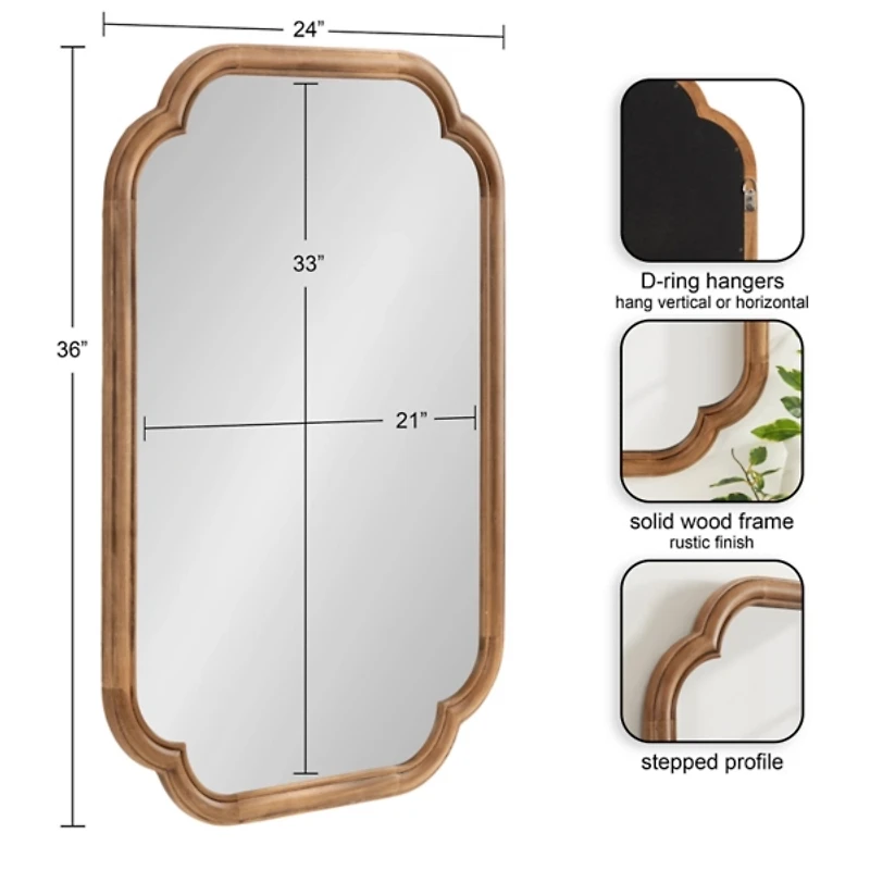 Rustic Wood Scallop Wall Mirror