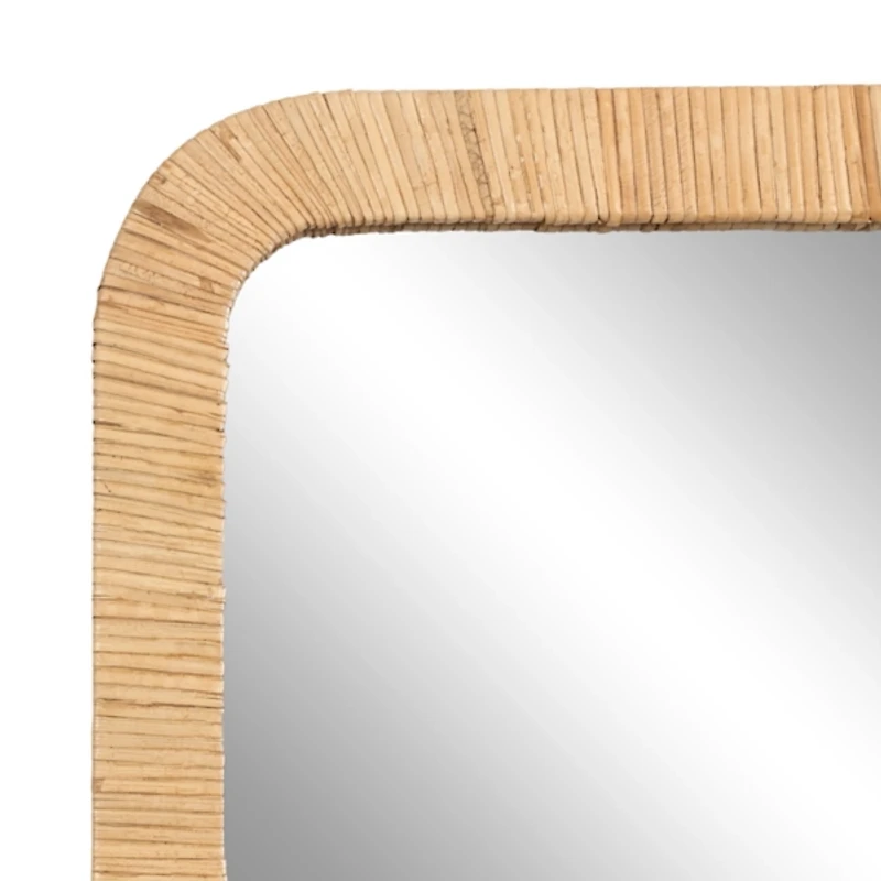 Natural Rattan Rounded Rectangle Wall Mirror
