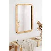 Natural Rattan Rounded Rectangle Wall Mirror