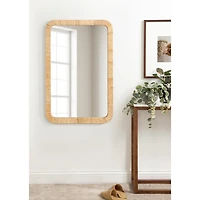 Natural Rattan Rounded Rectangle Wall Mirror