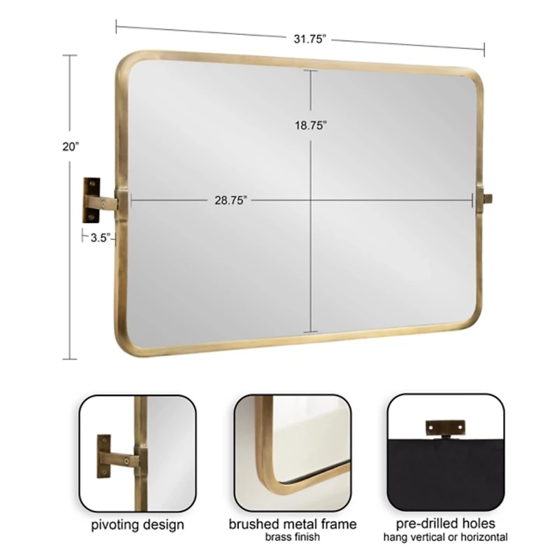 Gold Rectangle Pivot Wall Mirror