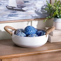 White Ceramic Bowl with Rope Handles