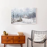 Chapel in a Winter Forest Canvas Art Print