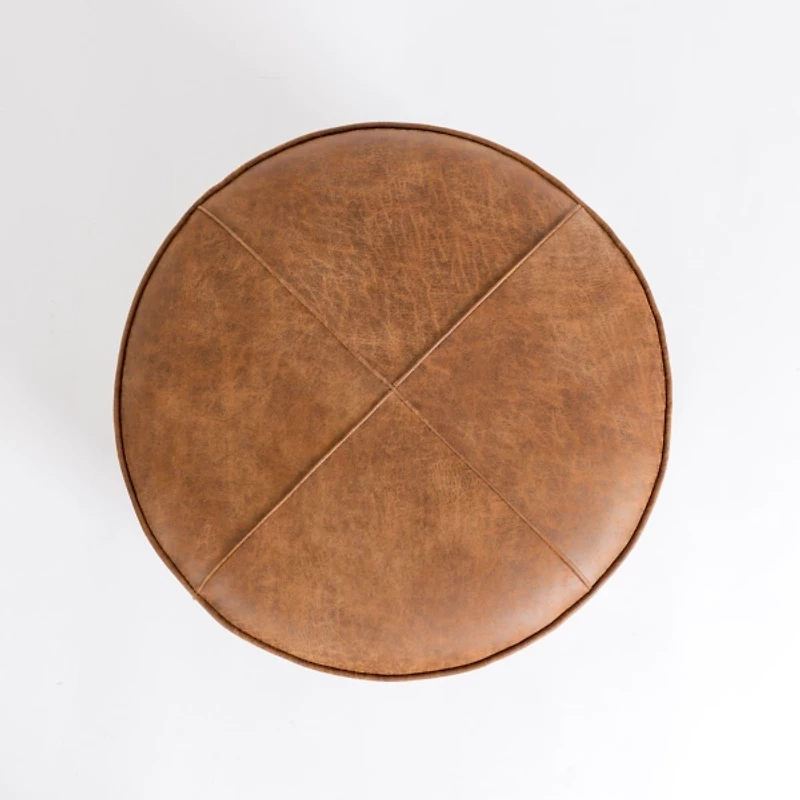 Brown Wyatt Faux Leather Storage Ottoman