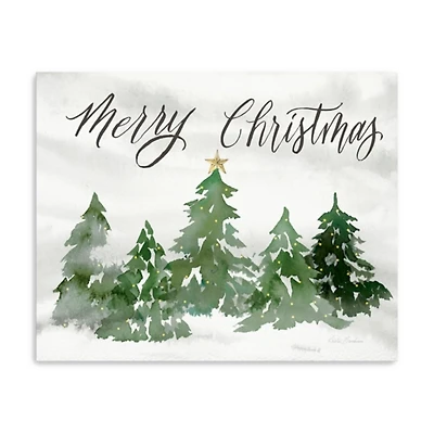 Merry Christmas Trees Canvas Art Print