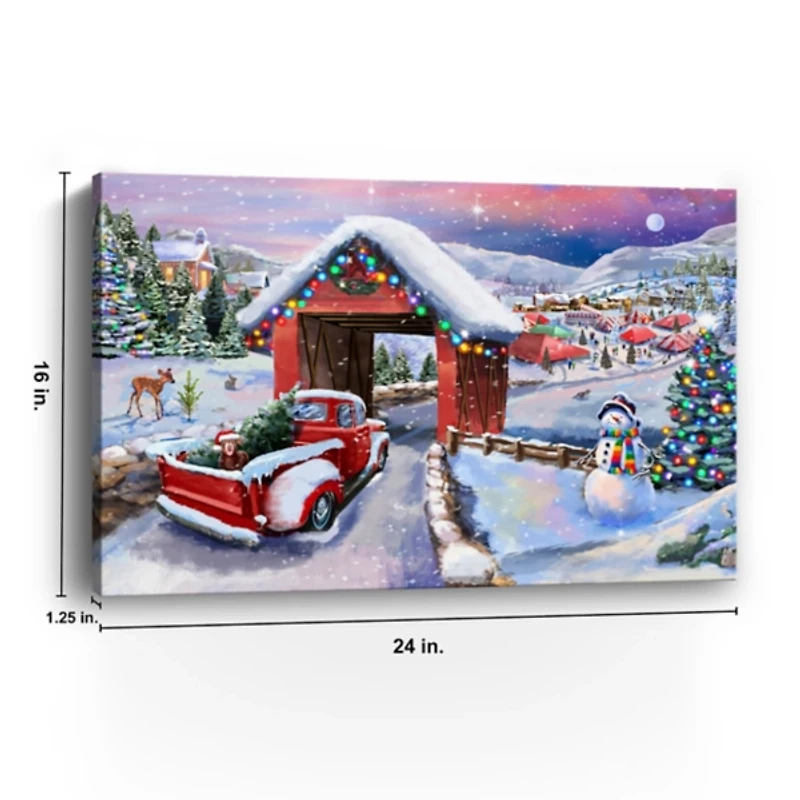 Snowy Christmas Road Trip Canvas Art Print
