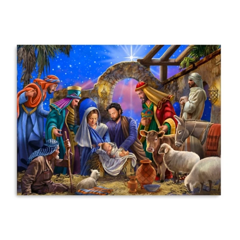 Bright Nativity Scene Canvas Art Print, 24x32