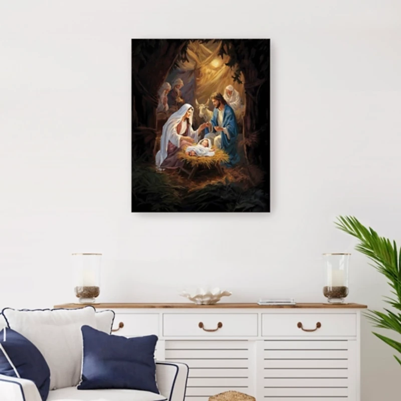 Warm Nativity Scene Canvas Art Print, 24x30 in.