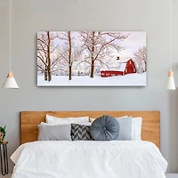 Red Barn Winter Wonderland Canvas Print, 60x30 in.