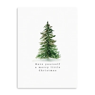 Merry Christmas Watercolor Tree Canvas Print