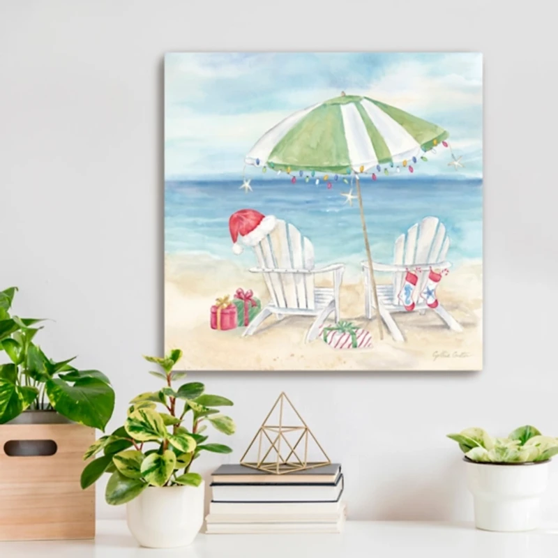 Christmas on the Beach Canvas Art Print, 20x20 in.