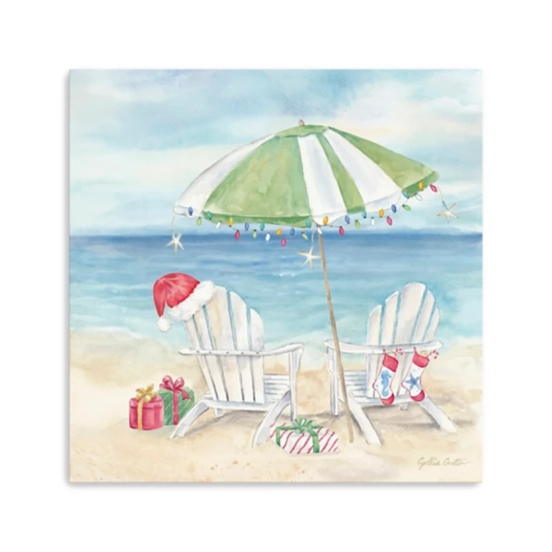Christmas on the Beach Canvas Art Print, 20x20 in.