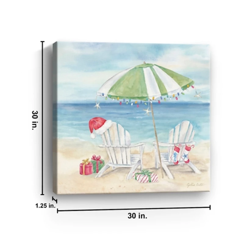 Christmas on the Beach Canvas Art Print, 30x30 in.