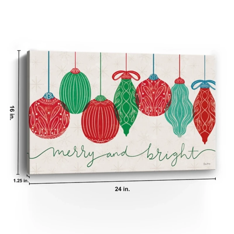 Merry and Bright Bulbs Canvas Art Print, 24x16 in.