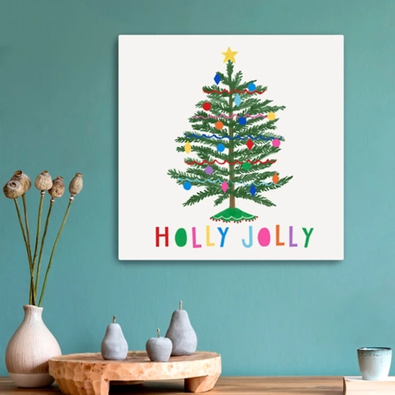Holly Jolly Christmas Tree Canvas Art Print