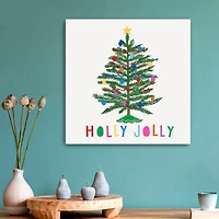 Holly Jolly Christmas Tree Canvas Art Print