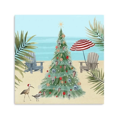 Beach Christmas Tree Canvas Art Print, 30x30 in.