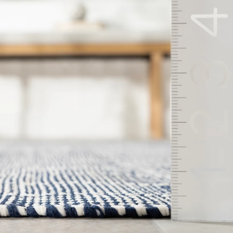 Blue & Ivory Checkered Indoor/Outdoor Rug, 4x6