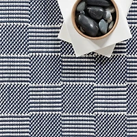 Blue & Ivory Checkered Indoor/Outdoor Rug, 4x6