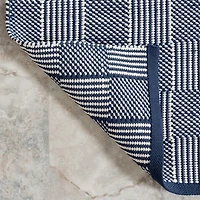 Blue & Ivory Checkered Indoor/Outdoor Rug, 4x6