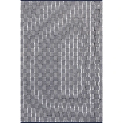 Blue & Ivory Checkered Indoor/Outdoor Rug, 4x6
